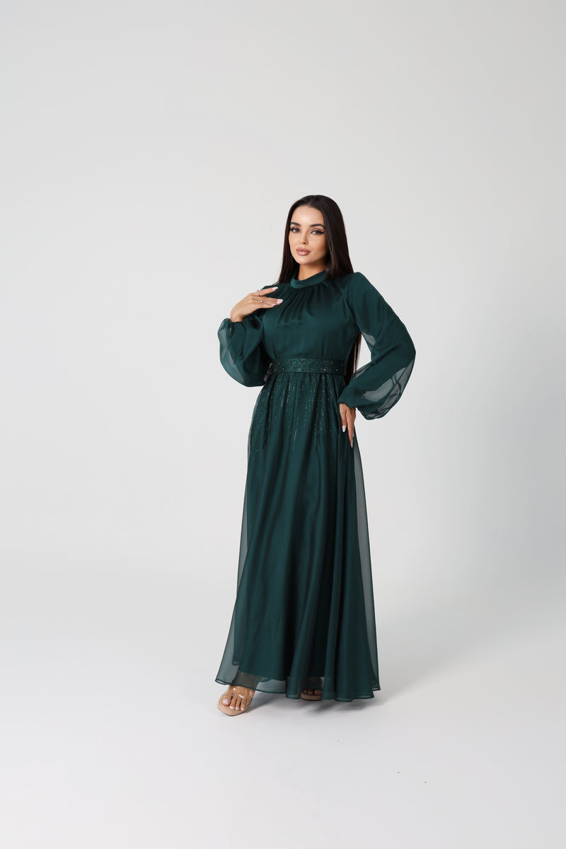 green emerald velvet dress Amira Hoodie Dress Onyx / S main image 0